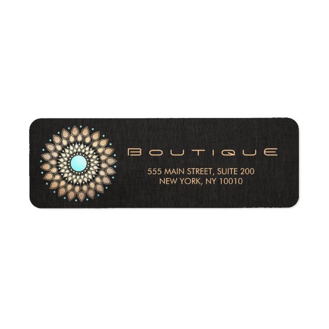 Elegant Gold Motif Chic Faux Black Linen (Front)