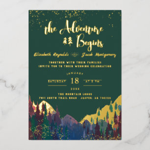 Elegant Gold Mountain Wedding Invitation 