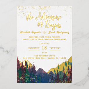 Elegant Gold Mountain Wedding Invitation