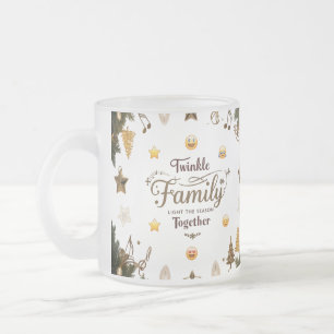Elegant Gold Musical Twinkle Family Frosted Glass  Frosted Glass Coffee Mug