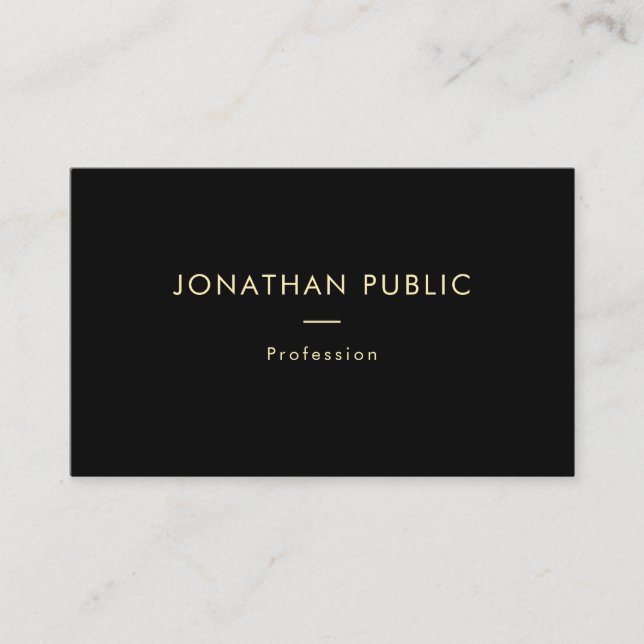 Elegant Gold Name Black Template Professional Business Card (Front)