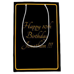 Elegant Gold Name Happy Birthday Gift Bag
