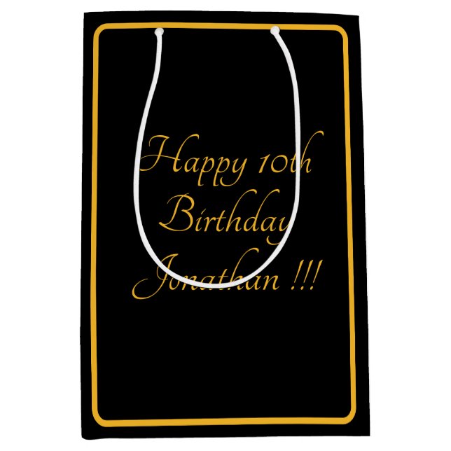 Elegant Gold Name Happy Birthday Gift Bag (Front)