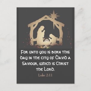Elegant Gold Nativity Christmas Church Invitation Postcard
