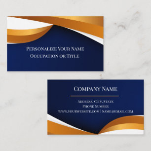 Elegant Gold & Navy Abstract Wave Design Business Card