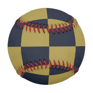 Elegant Gold & Navy Blue Chequered Pattern Baseball
