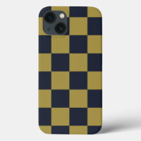 Elegant Gold & Navy Blue Chequered Pattern