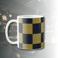 Elegant Gold & Navy Blue Chequered Pattern