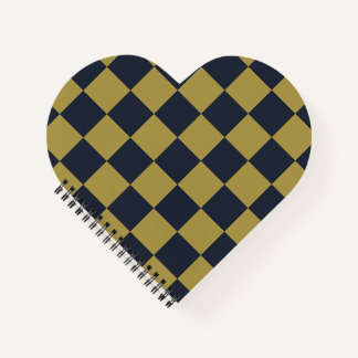 Elegant Gold & Navy Blue Chequered Pattern Notebook