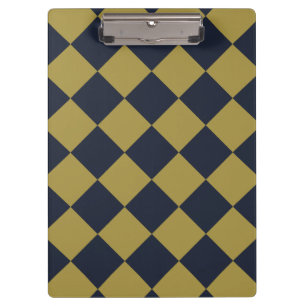 Elegant Gold & Navy Blue Diamond Pattern Clipboard
