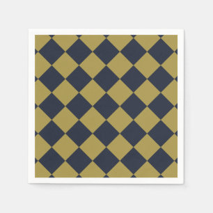 Elegant Gold & Navy Blue Diamond Pattern Napkin