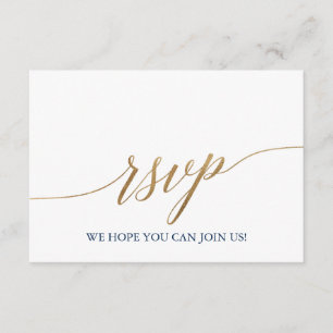 Elegant Gold & Navy Blue Menu Choice RSVP Card
