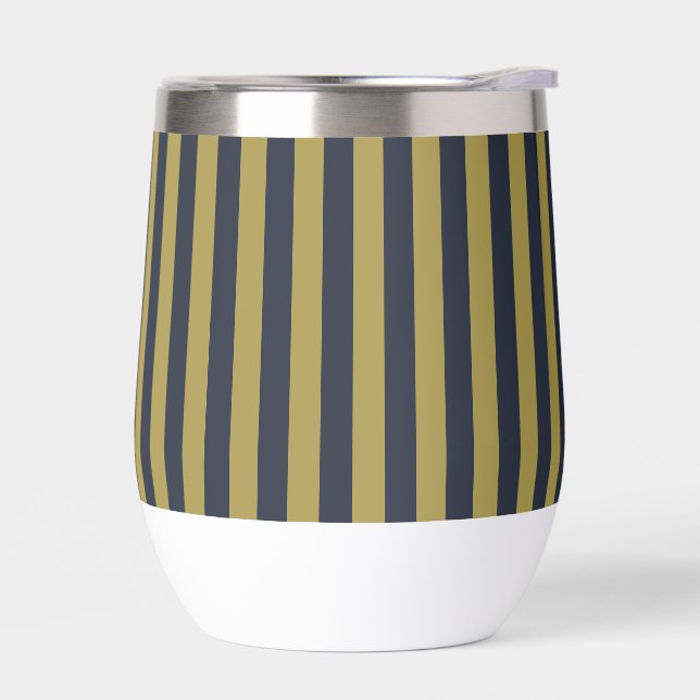 Elegant Gold & Navy Blue Vertical Stripes (Left)