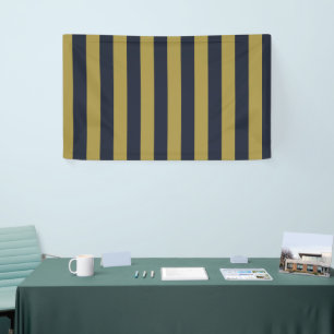 Elegant Gold & Navy Blue Vertical Stripes Banner
