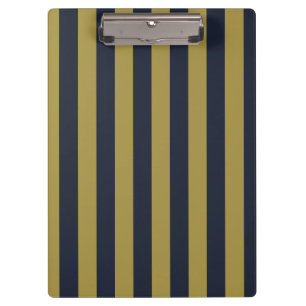 Elegant Gold & Navy Blue Vertical Stripes Clipboard