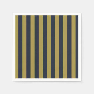 Elegant Gold & Navy Blue Vertical Stripes Napkin