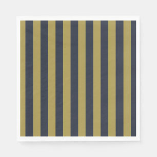 Elegant Gold & Navy Blue Vertical Stripes Napkin