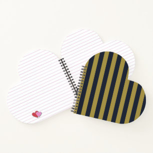 Elegant Gold & Navy Blue Vertical Stripes Notebook