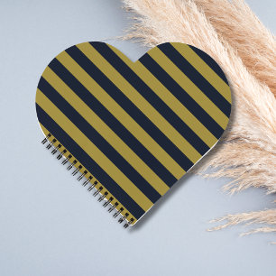 Elegant Gold & Navy Blue Vertical Stripes Notebook