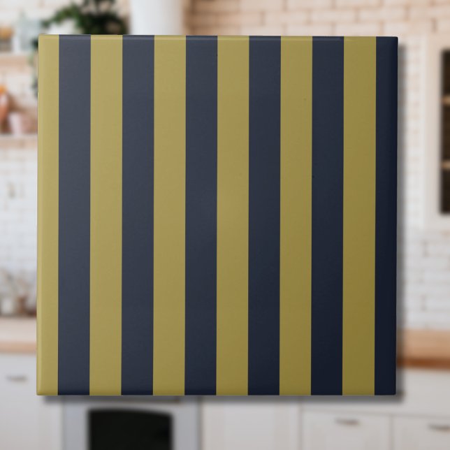 Elegant Gold & Navy Blue Vertical Stripes Tile (Creator Uploaded)