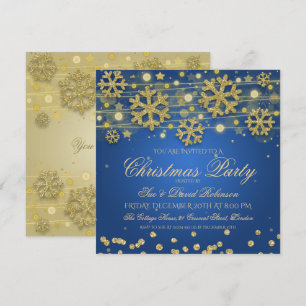 Elegant Gold & Navy Christmas Holiday Party Invitation