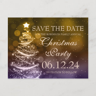 Elegant Gold Navy Christmas Party Save The Date Announcement Postcard