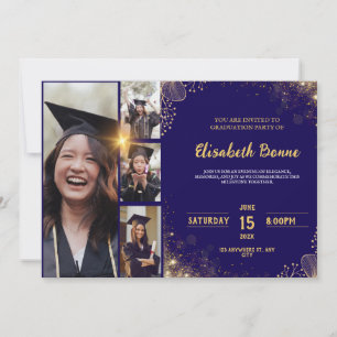 Elegant Gold & Navy Graduation Party Invitation