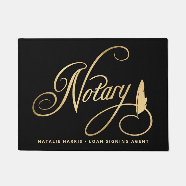 Elegant Gold & Navy Notary Loan Agent  Doormat (Front)