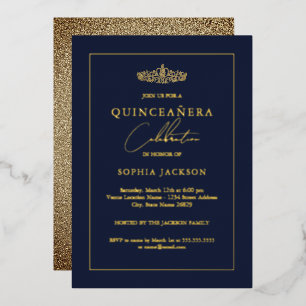 Elegant Gold Navy Quinceanera 15th Birthday