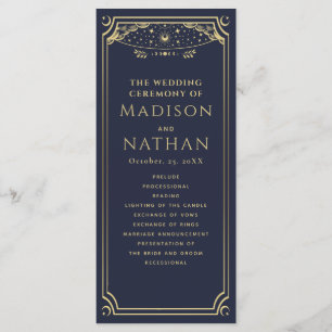 Elegant Gold & Navy Tarot Wedding  Programme