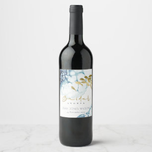 ELEGANT GOLD NAVY UNDERWATER FISH BRIDAL SHOWER WINE LABEL