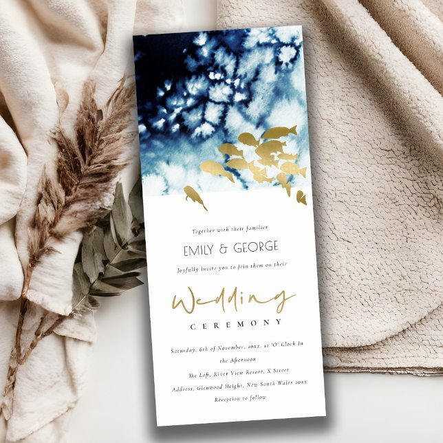 ELEGANT GOLD NAVY UNDERWATER SEA FISH WEDDING INVI INVITATION (Creator Uploaded)