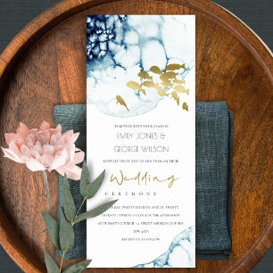 ELEGANT GOLD NAVY UNDERWATER SEA FISH WEDDING  INVITATION