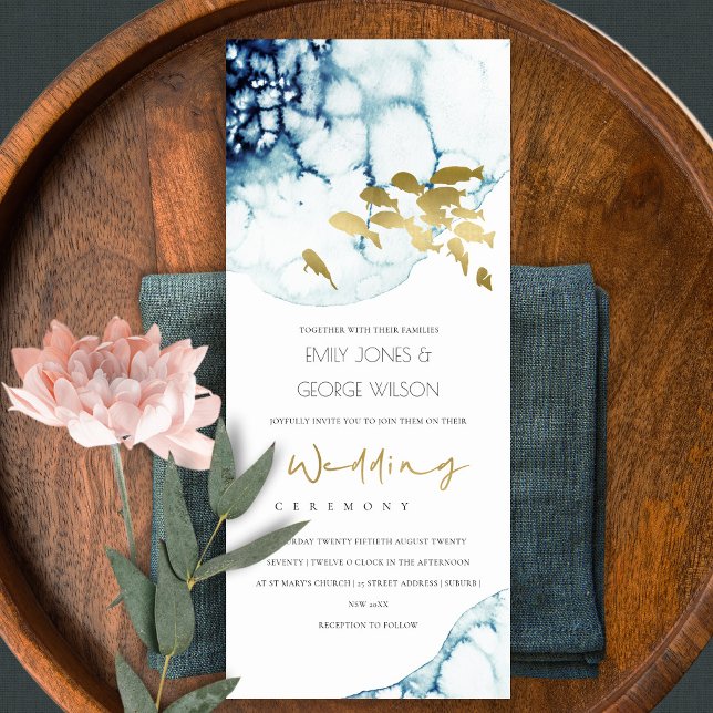ELEGANT GOLD NAVY UNDERWATER SEA FISH WEDDING  INVITATION (Creator Uploaded)