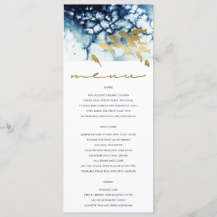 ELEGANT GOLD NAVY UNDERWATER SEA FISH WEDDING MENU