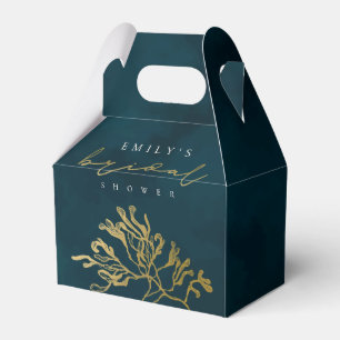 ELEGANT GOLD NAVY UNDERWATER SEAWEED BRIDAL SHOWE FAVOUR BOX
