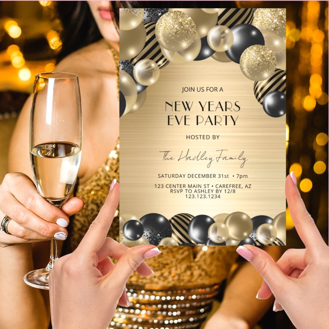 Elegant Gold New Years Eve Invitation (Creator Uploaded)