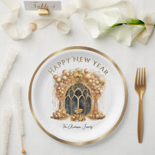 Elegant & Gold New Years Eve Party  Paper Plate
