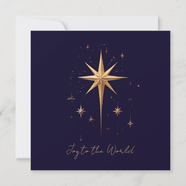 Elegant Gold North Star on Deep Blue Background Thank You Card (Front)