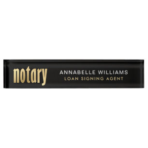 Elegant Gold Notary Loan Agent  Nameplate