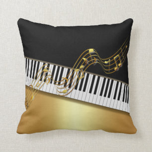 Elegant Gold Notes,Piano Key,Black Cushion