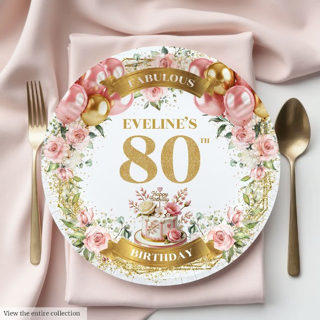 Elegant Gold Number 80 Birthday Party Plates (Elegant Gold Number 80 Birthday Party Plates)