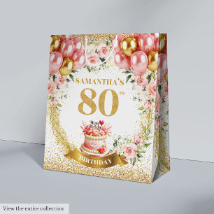 Elegant Gold Number 80th Birthday Party Glamour  Medium Gift Bag