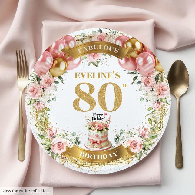 Elegant Gold Number 80th Boho Birthday Plates (Elegant Gold Number 80th Boho Birthday Plates

)