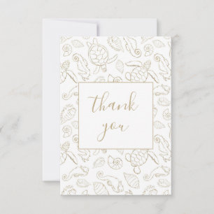 Elegant Gold Ocean Bridal Shower Thank You Card