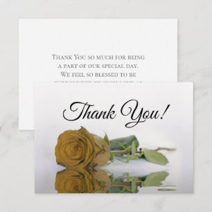 Elegant Gold Ochre Mirrored Rose Simple Wedding Thank You Card