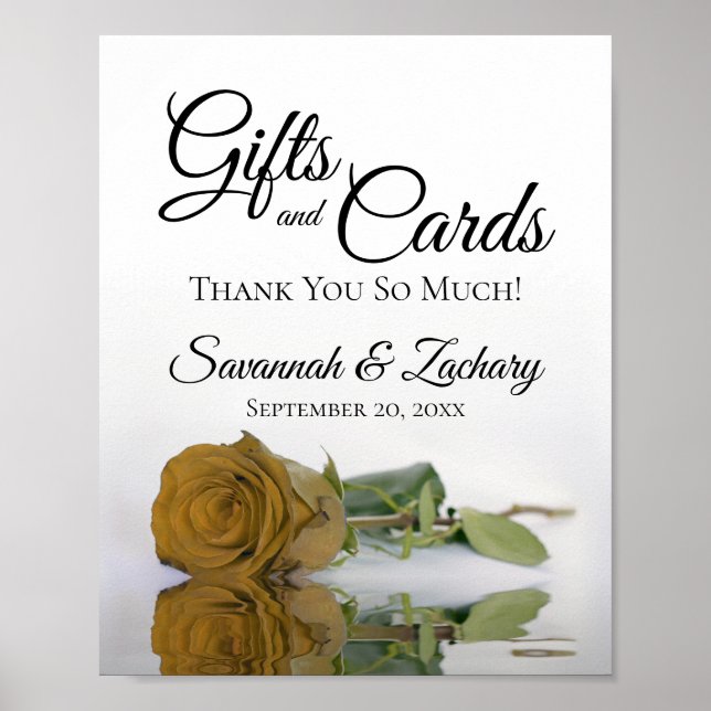 Elegant Gold Ochre Rose Gifts & Cards Wedding Sign (Front)
