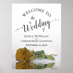 Elegant Gold Ochre Rose Stylish Wedding Welcome Poster