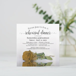 Elegant Gold Ochre Rose Wedding Rehearsal & Dinner Invitation