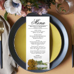 Elegant Gold Ochre Yellow Rose Reflections Wedding Menu<br><div class="desc">This beautiful menu will add some style to your wedding reception. It features a beautiful and romantic design with a single gold ochre or mustard yellow coloured rose lying on its side reflecting in a pool of water with waves and ripples. There is space for the names of the couple...</div>